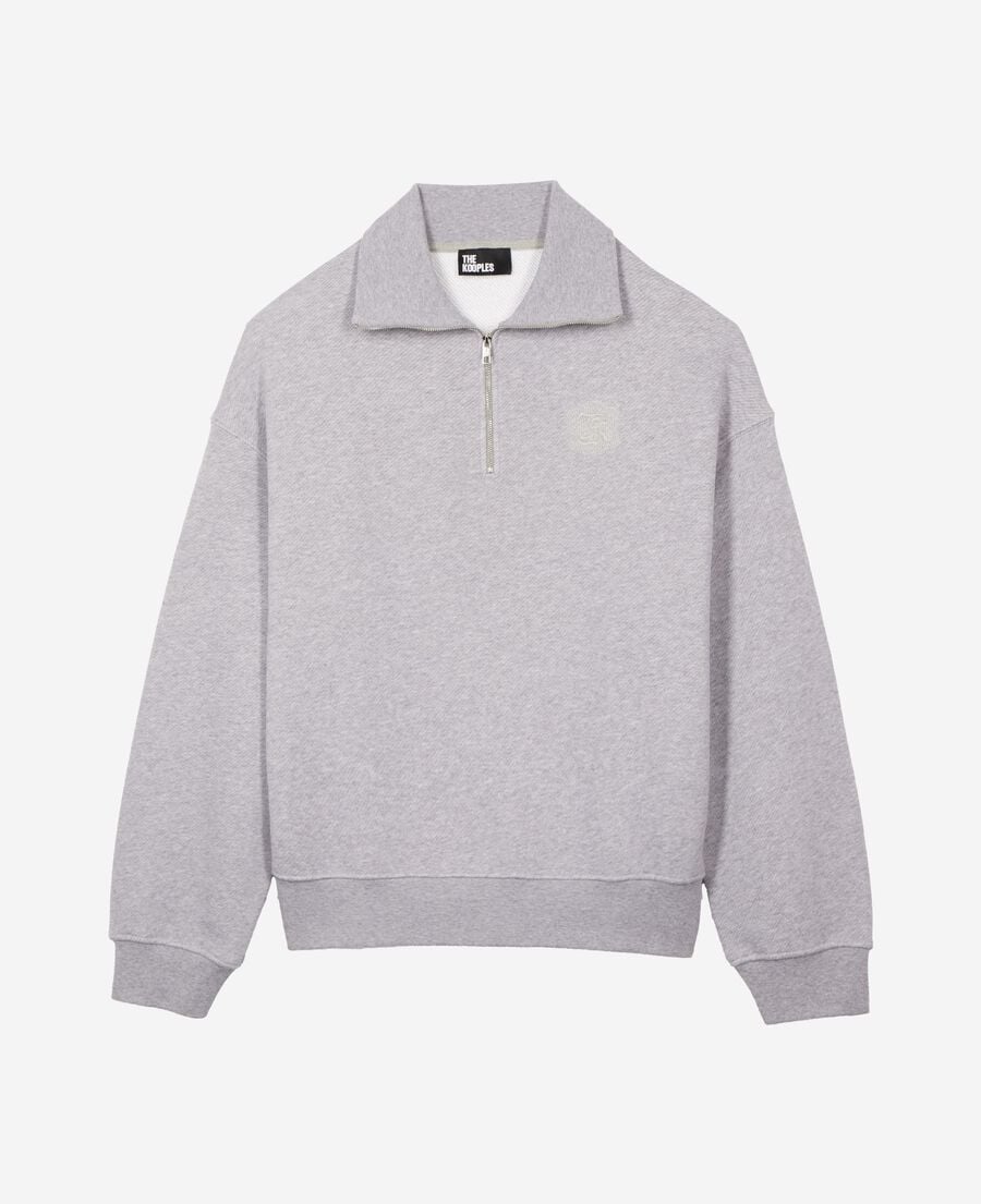 The Kooples HOMME GREY MELANGE sweatshirt col camionneur gris