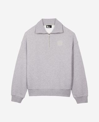 The Kooples HOMME GREY MELANGE sweatshirt col camionneur gris