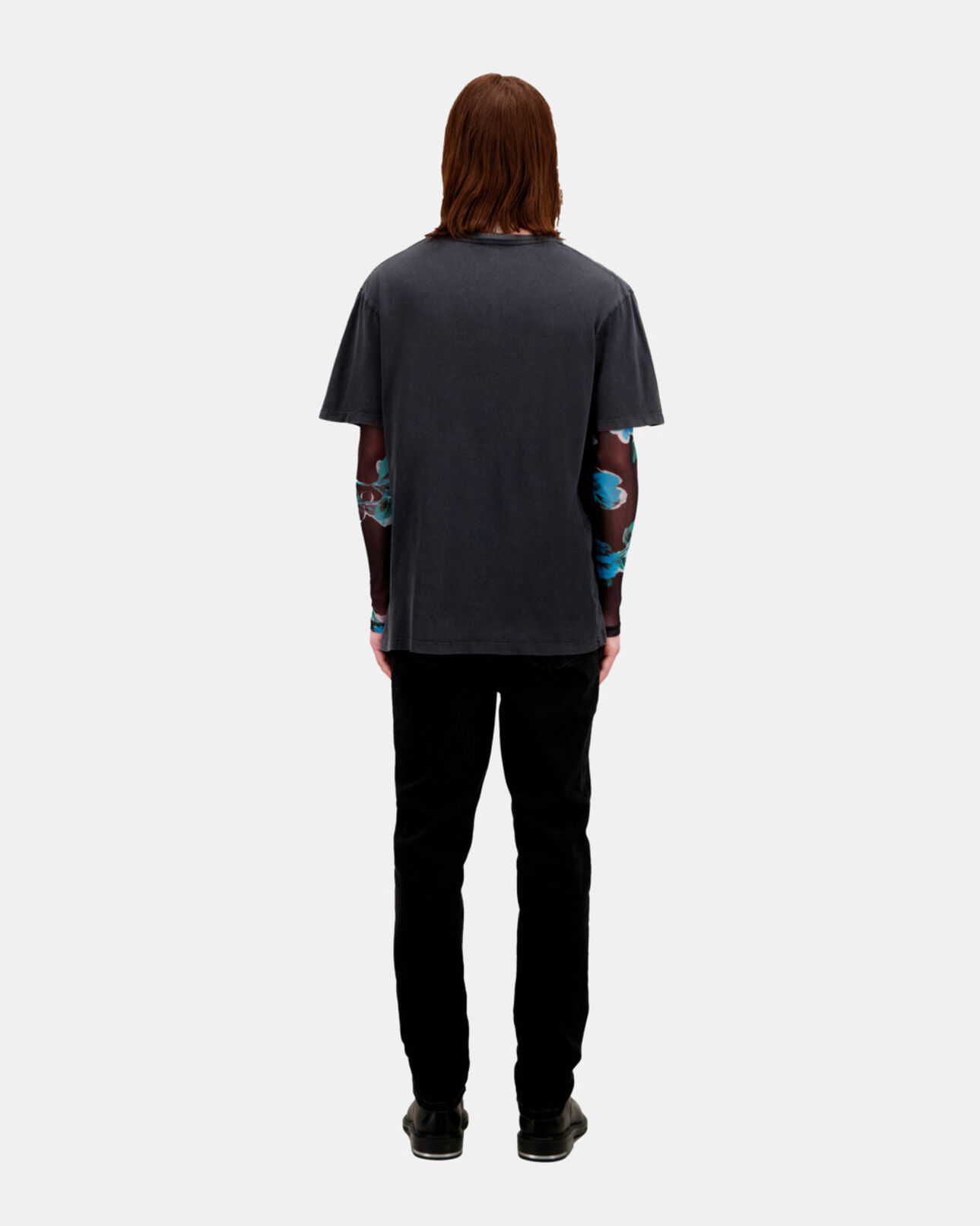 The Kooples MEN BLACK WASHED men's black t-shirt with wolf serigraphy