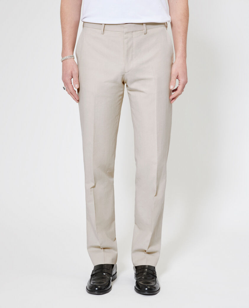 The Kooples HOMME LIGHT BEIGE pantalon de costume en coton lin beige