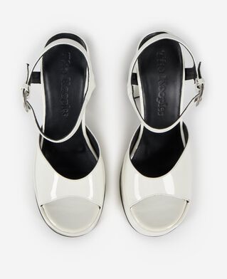 The Kooples WOMEN ECRU white patent leather heeled sandals