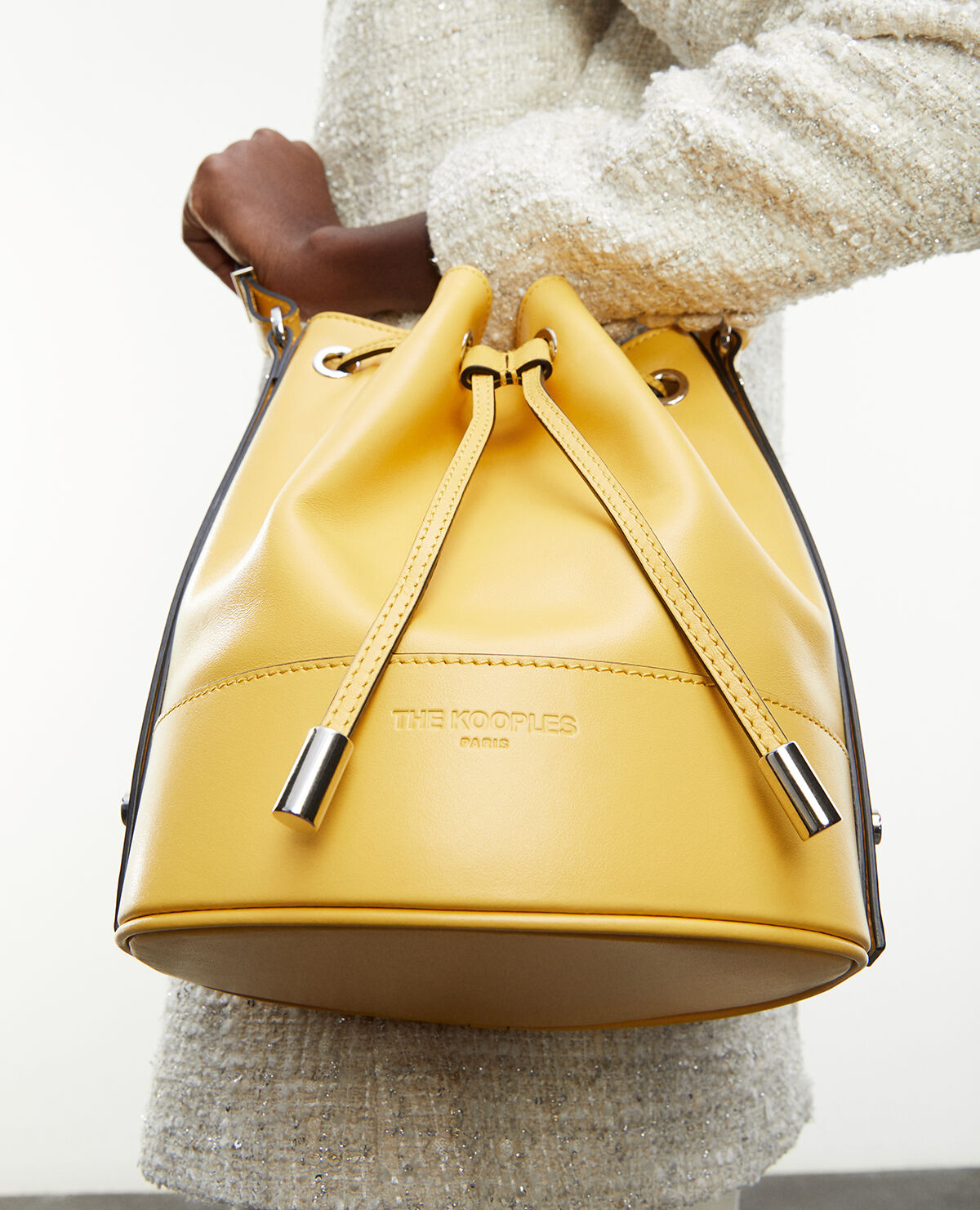 Sac Medium Tina cuir lisse jaune The Kooples