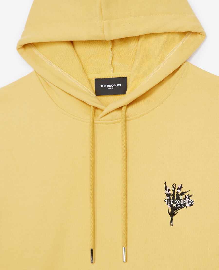 yellow hoodie with embroidered flower