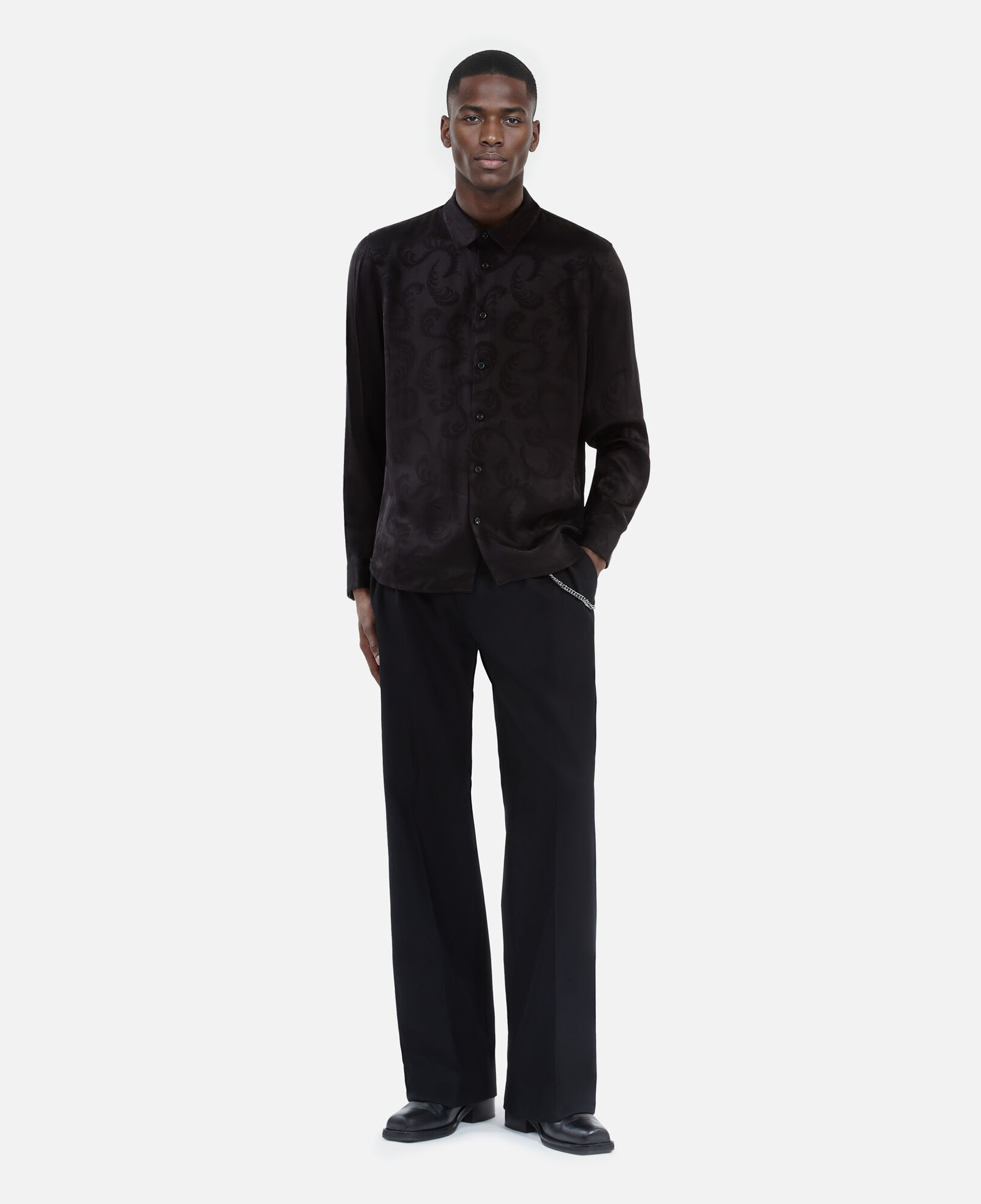 The Kooples HERREN BLACK schwarzes jacquard-hemd