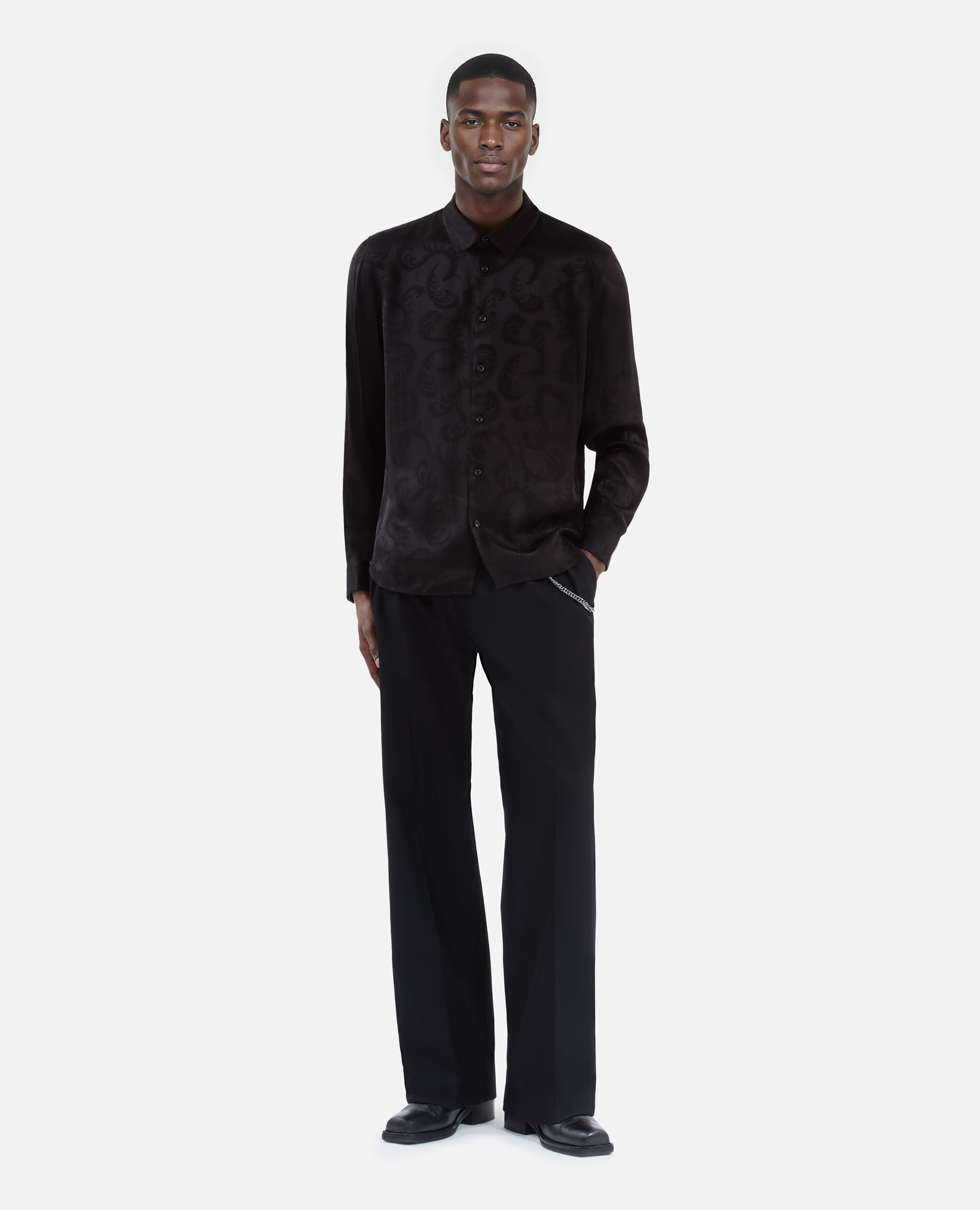 Schwarzes Jacquard-Hemd, BLACK, hi-res image number null