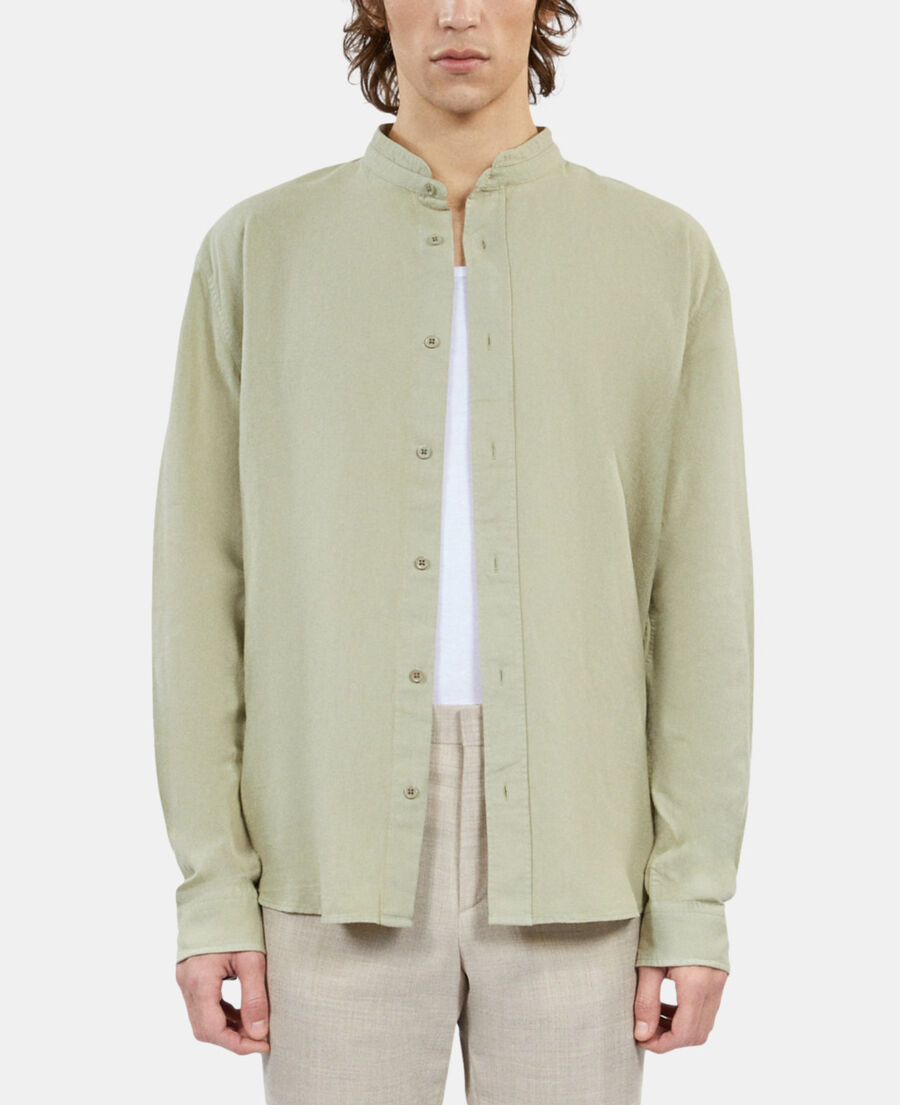 The Kooples HOMBRE KAKI GREY camisa verde claro algod&oacute;n lino