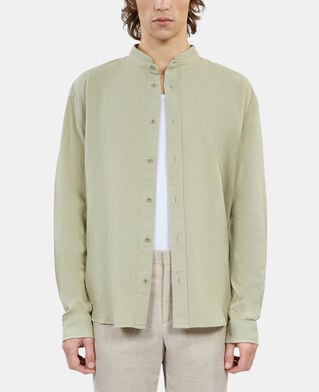 The Kooples HOMBRE KAKI GREY camisa verde claro algod&oacute;n lino