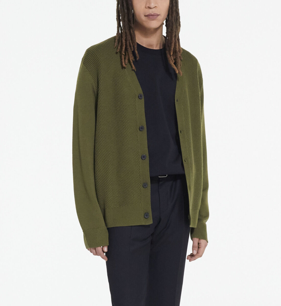 Khaki wool cardigan The Kooples UK