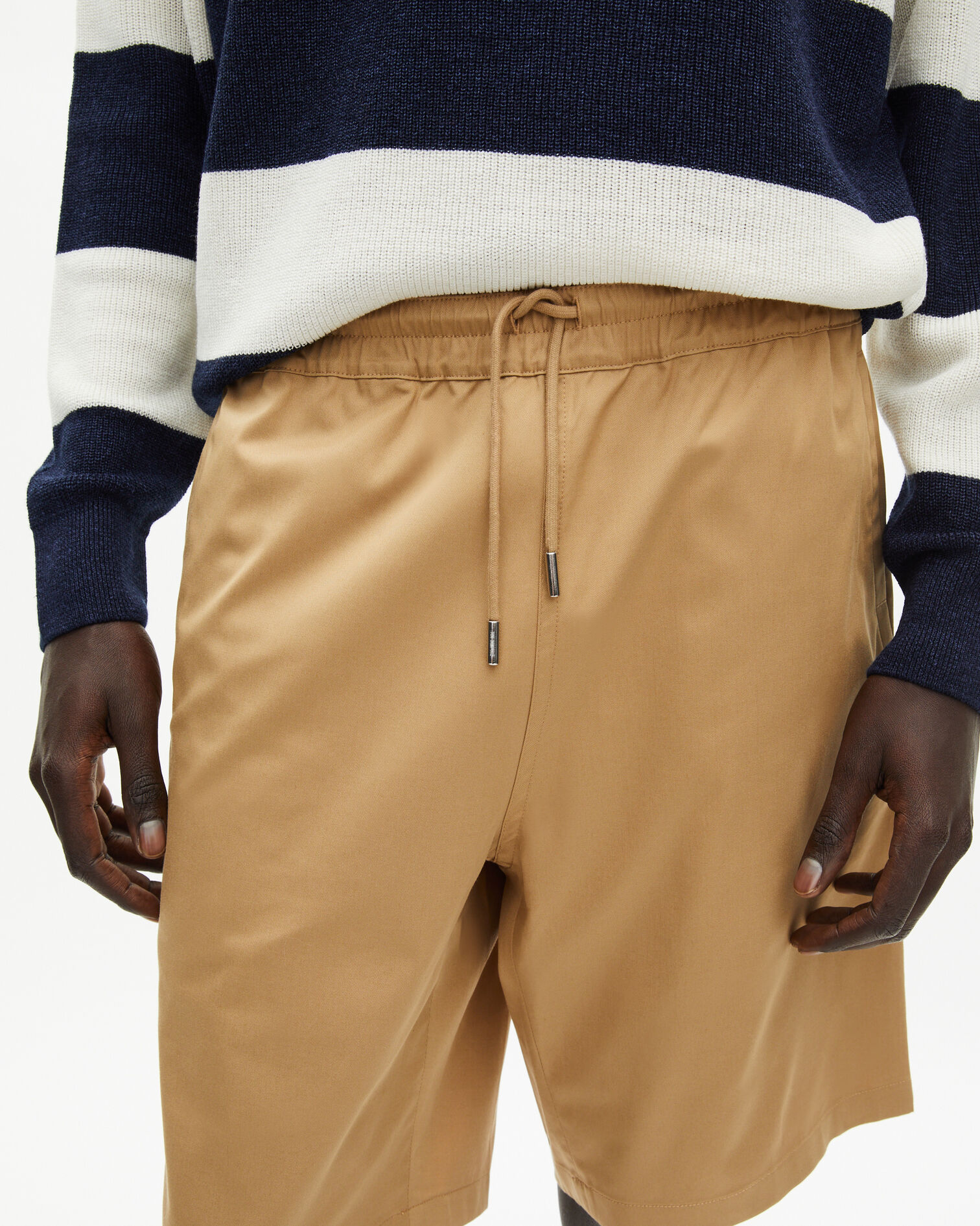 Beige elasticated waist shorts, BEIGE, hi-res image number null