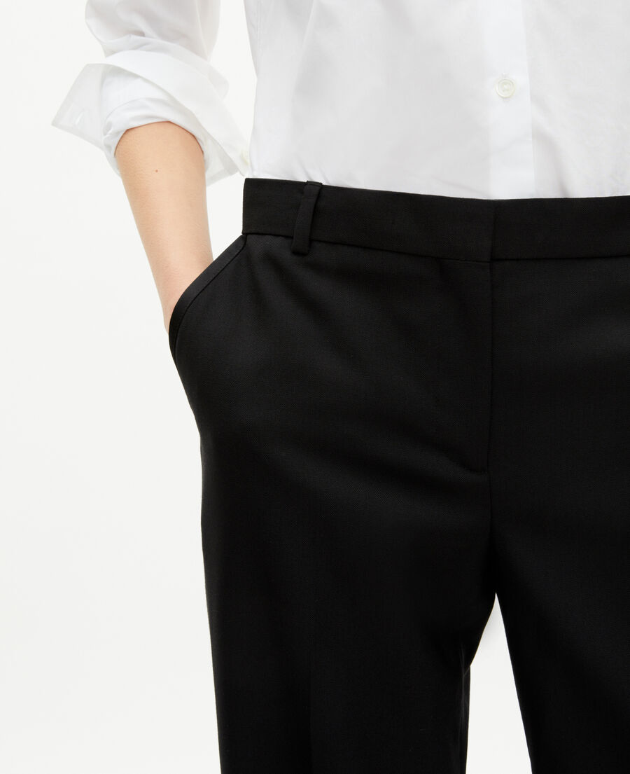 The Kooples FEMME BLACK pantalon tailleur large détails satin noir