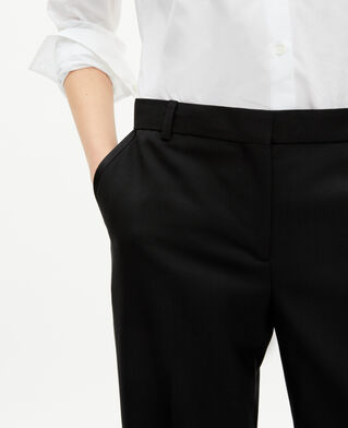 The Kooples FEMME BLACK pantalon tailleur large détails satin noir