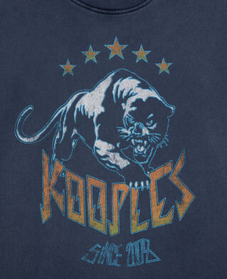The Kooples MEN WASHED NAVY sweatshirt with navy blue logo screen print