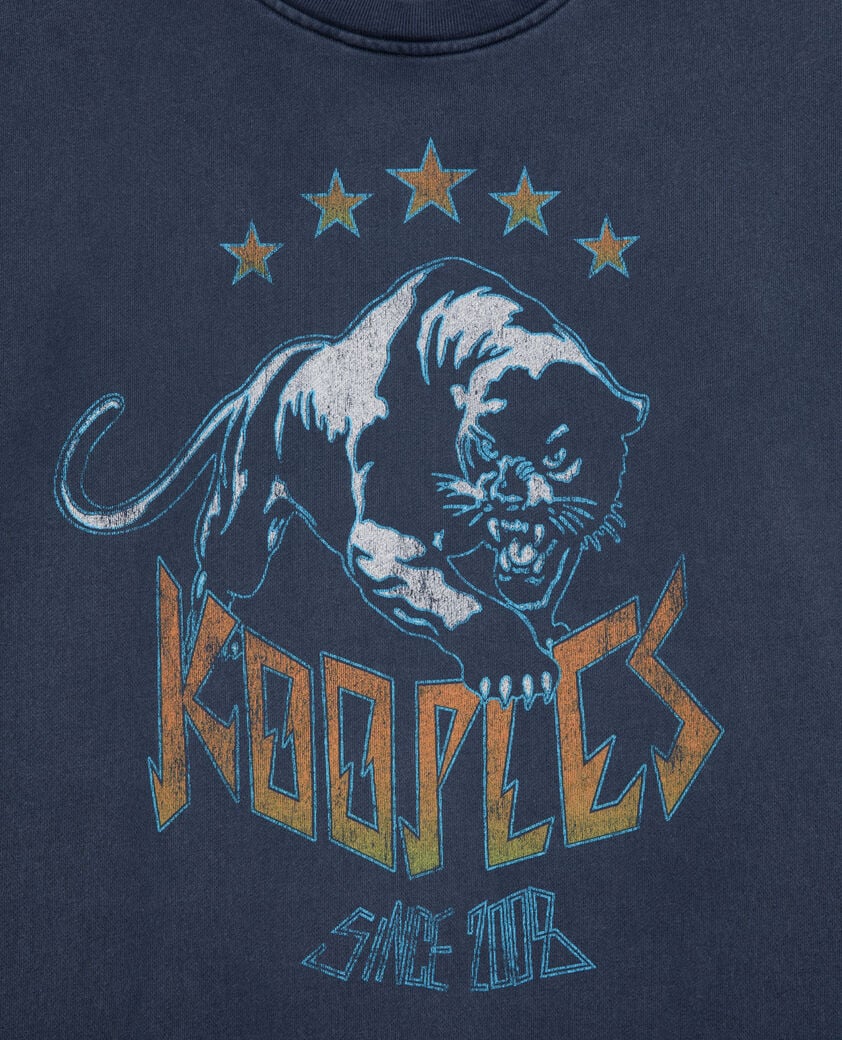 The Kooples HERREN WASHED NAVY sweatshirt mit marineblauem logo-siebdruck