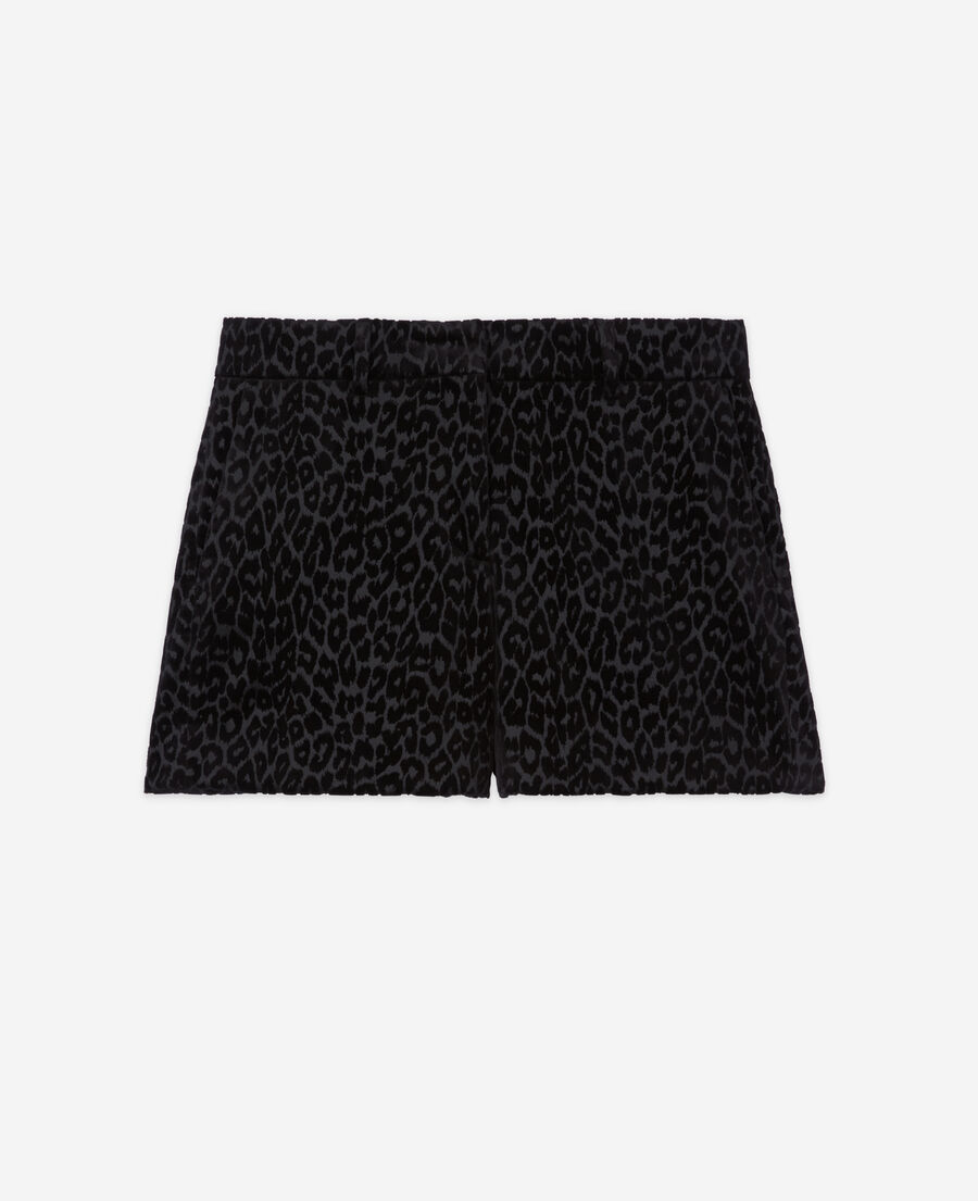 Black velvet leopard print shorts | The Kooples