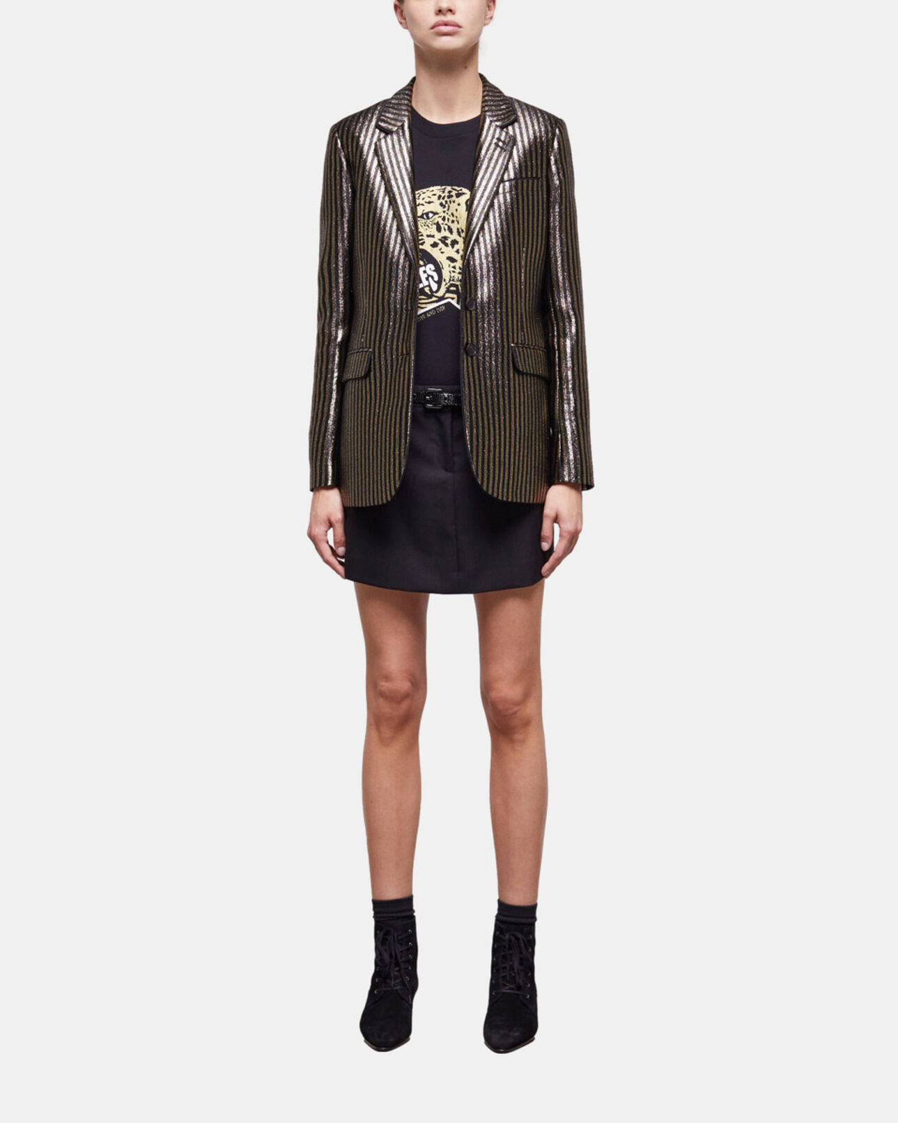 The Kooples MUJER BLACK / GOLD chaqueta rayas dorada