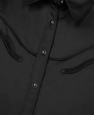 The Kooples MUJER BLACK camisa satinada estilo western negra