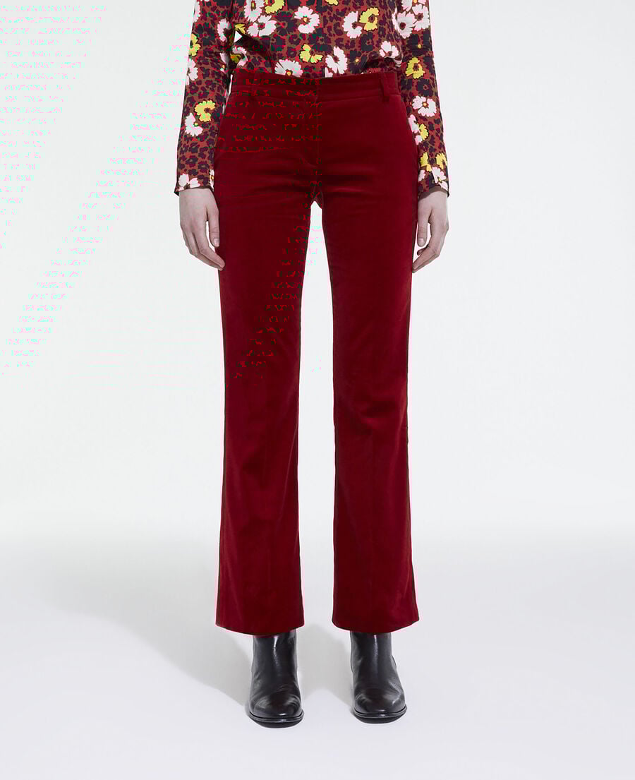 The Kooples FEMME RED pantalon de costume flare velours rouge