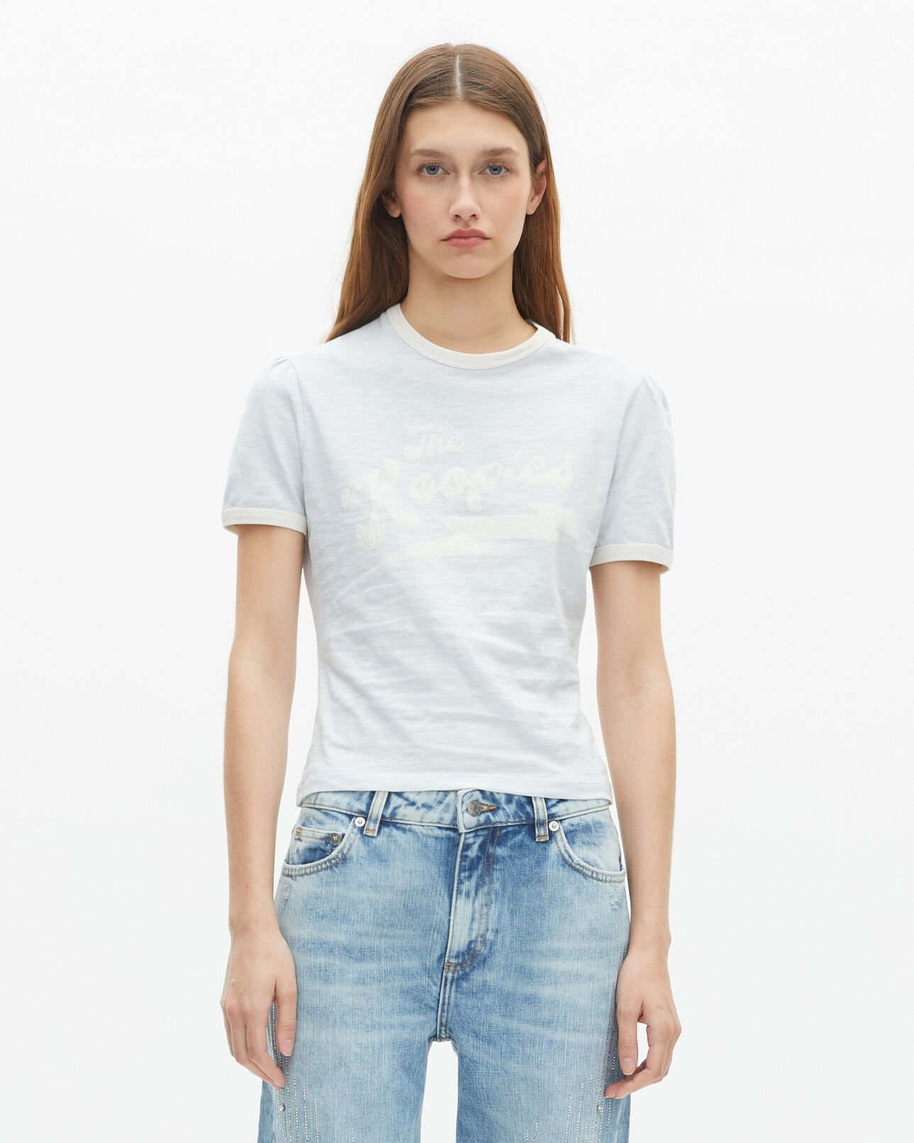 The Kooples FEMME LIGHT BLUE t-shirt avec sérigraphie bleu clair