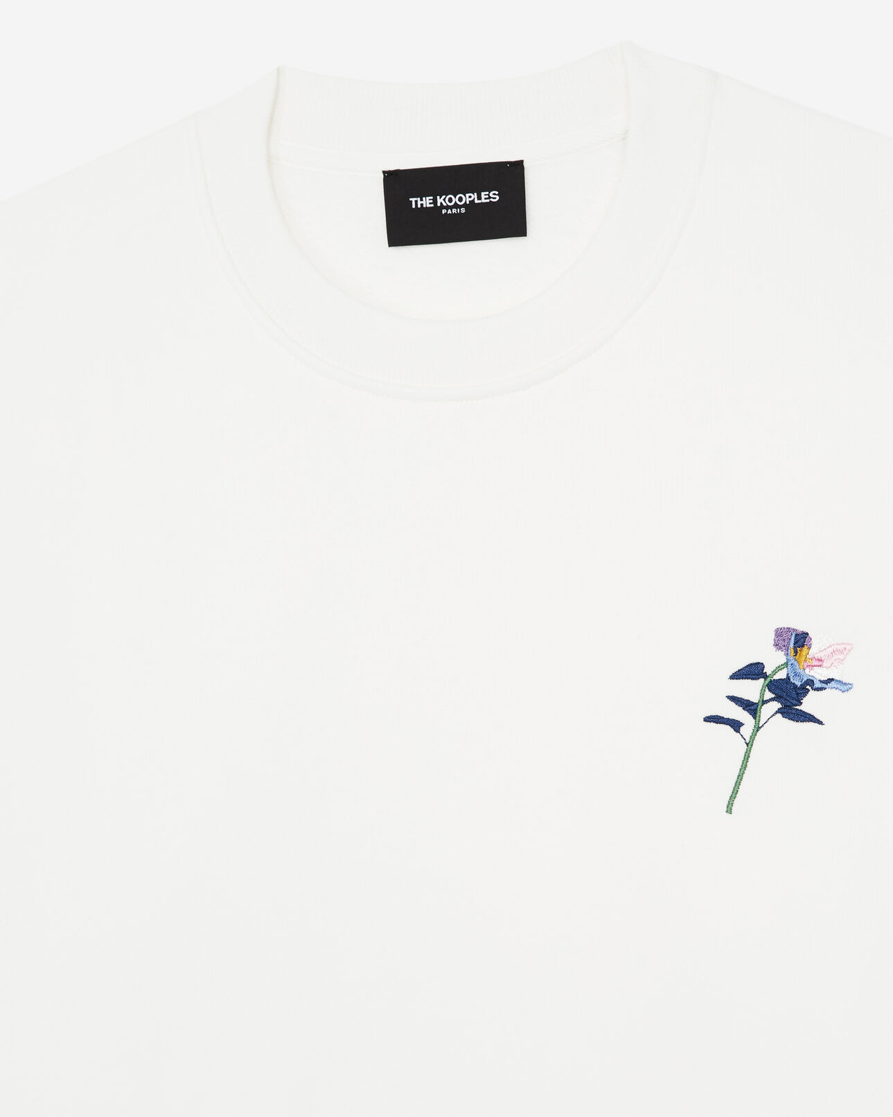 The Kooples HOMME OFF WHITE sweat coton écru à fleurs brodées