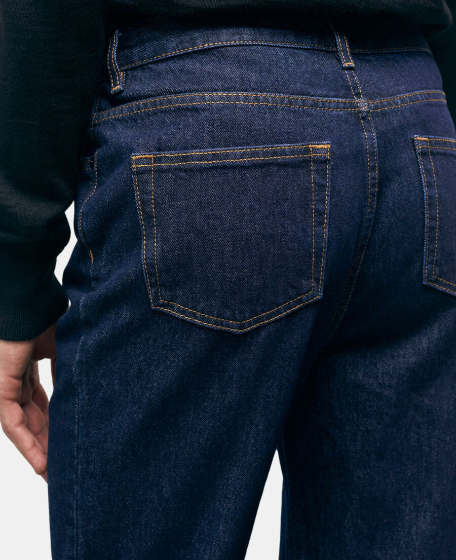 straight-cut blue jeans
