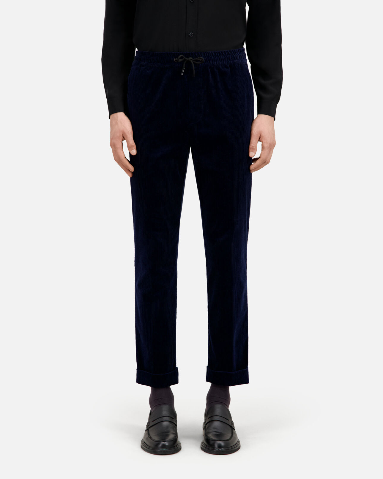 The Kooples HOMME NAVY pantalon bleu marine en velours côtelé