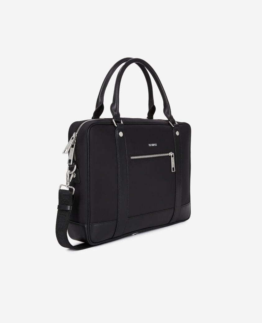 The Kooples MEN BLACK briefcase in black leather and nylon fiber