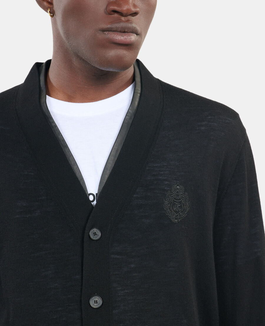The Kooples H BLACK black merino wool cardigan 