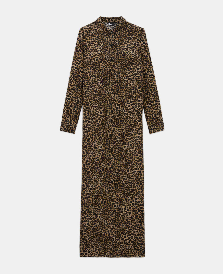 long leopard print silk dress
