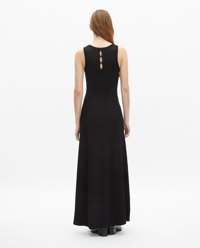The Kooples DAMEN BLACK langes kleid aus schwarzem strick