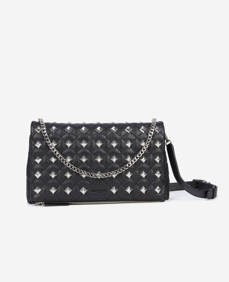 The Kooples F BLACK heritage medium black leather pouch