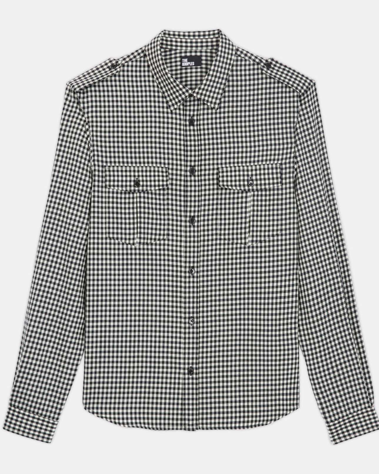 The Kooples MEN BLACK WHITE check wool shirt with classic collar