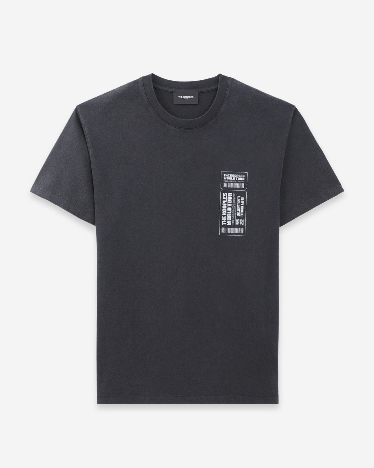 The Kooples MEN BLACK WASHED faded black cotton t-shirt with chest logo