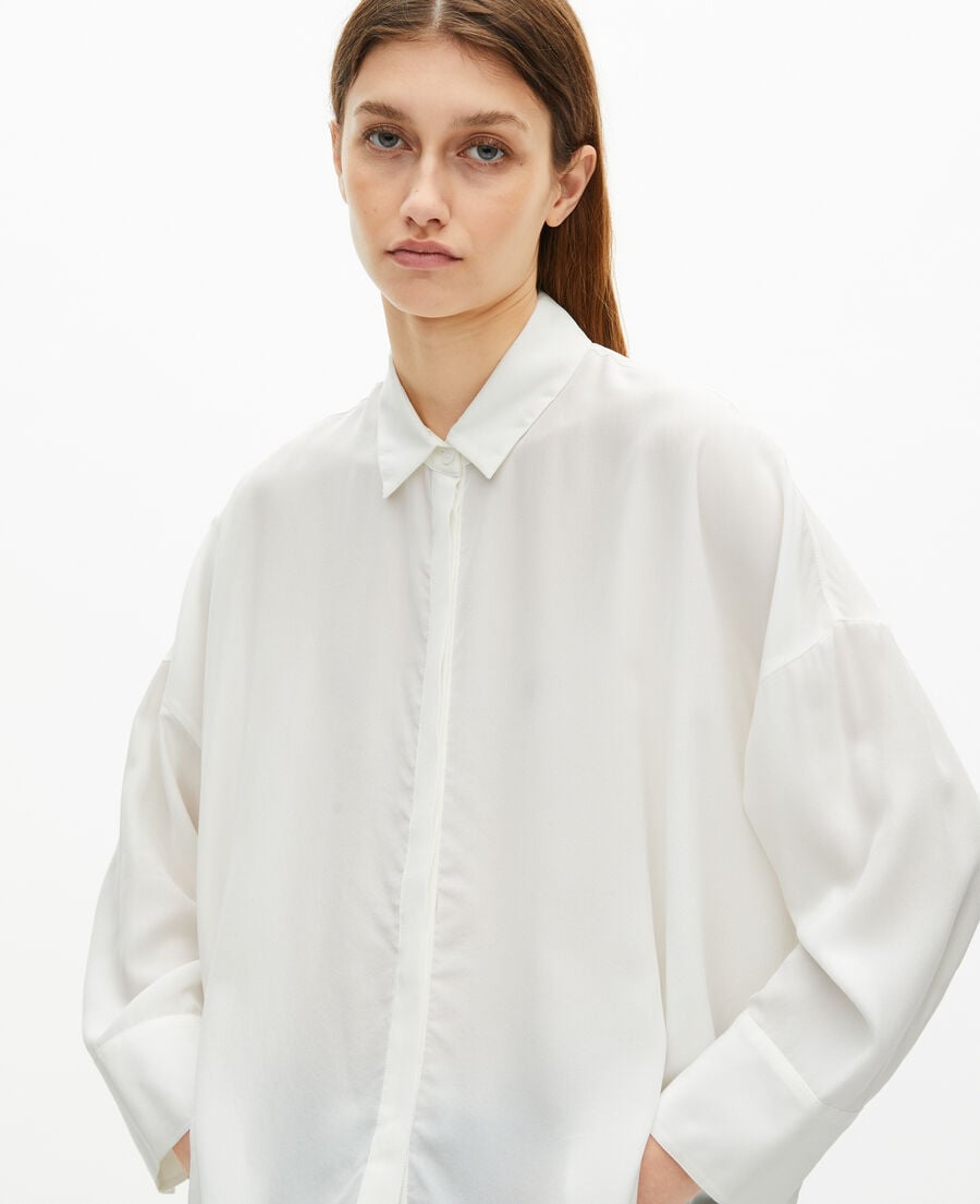 The Kooples WOMEN WHITE loose white washed silk shirt
