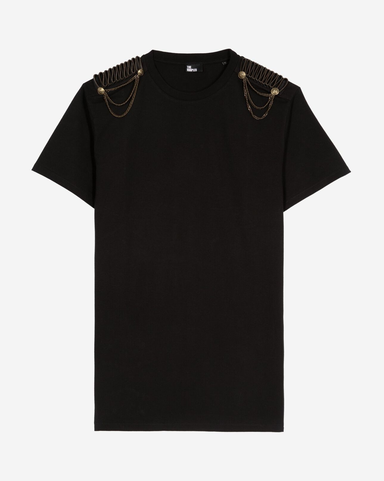 The Kooples WOMEN BLACK WASHED short dress with black chains