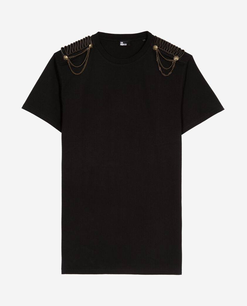 The Kooples WOMEN BLACK WASHED short dress with black chains