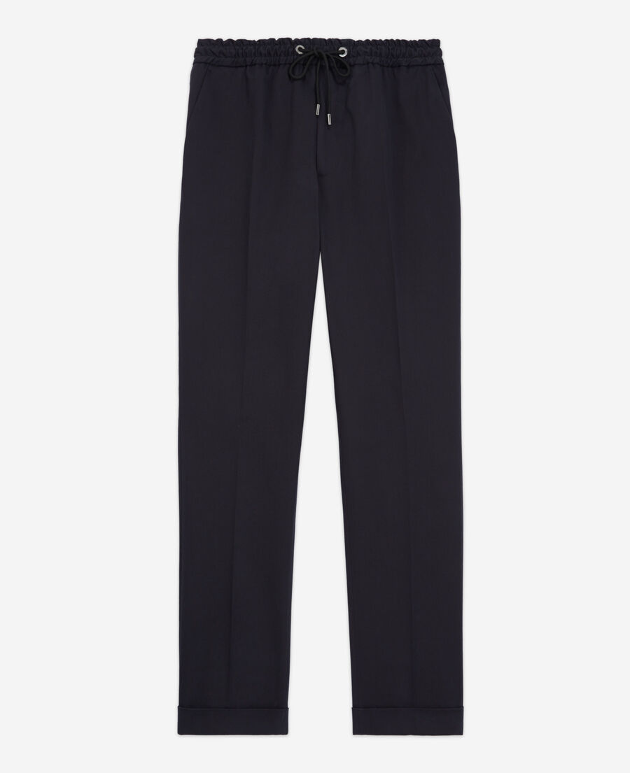 navy cotton blend pants