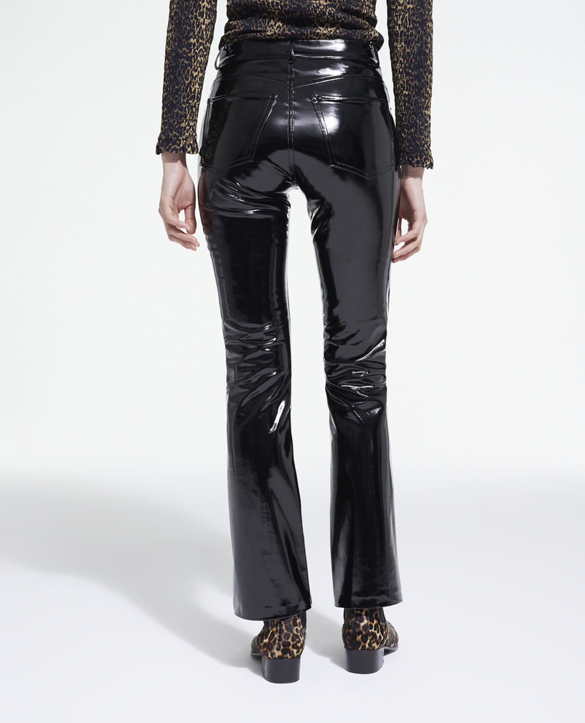 Large black vinyl jeans, BLACK, hi-res image number null