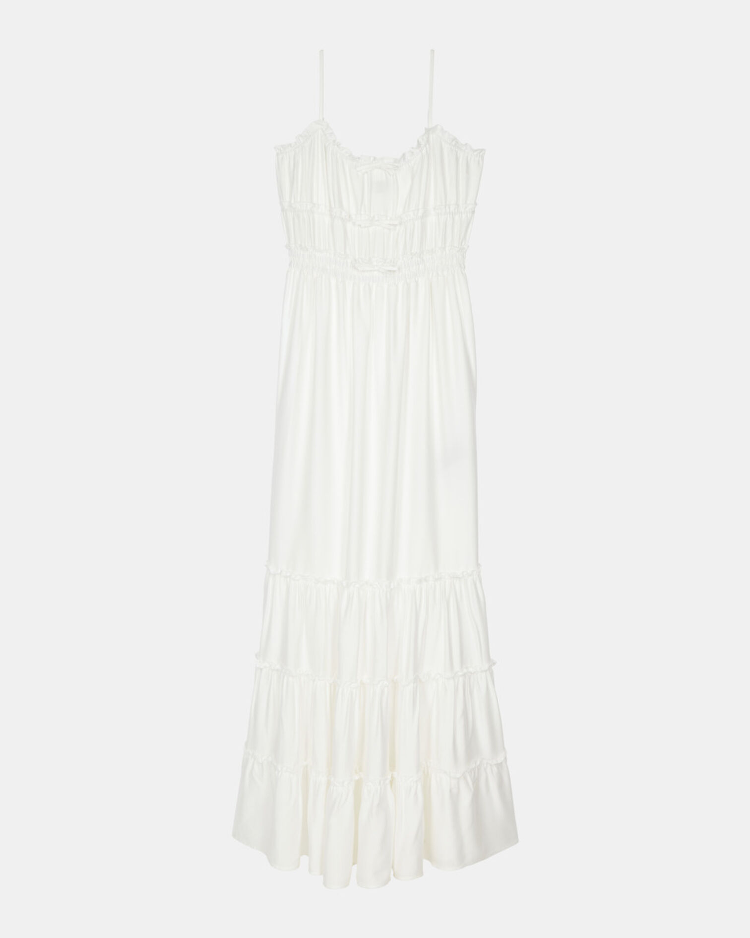 Long white dress with bows, WHITE, hi-res image number null