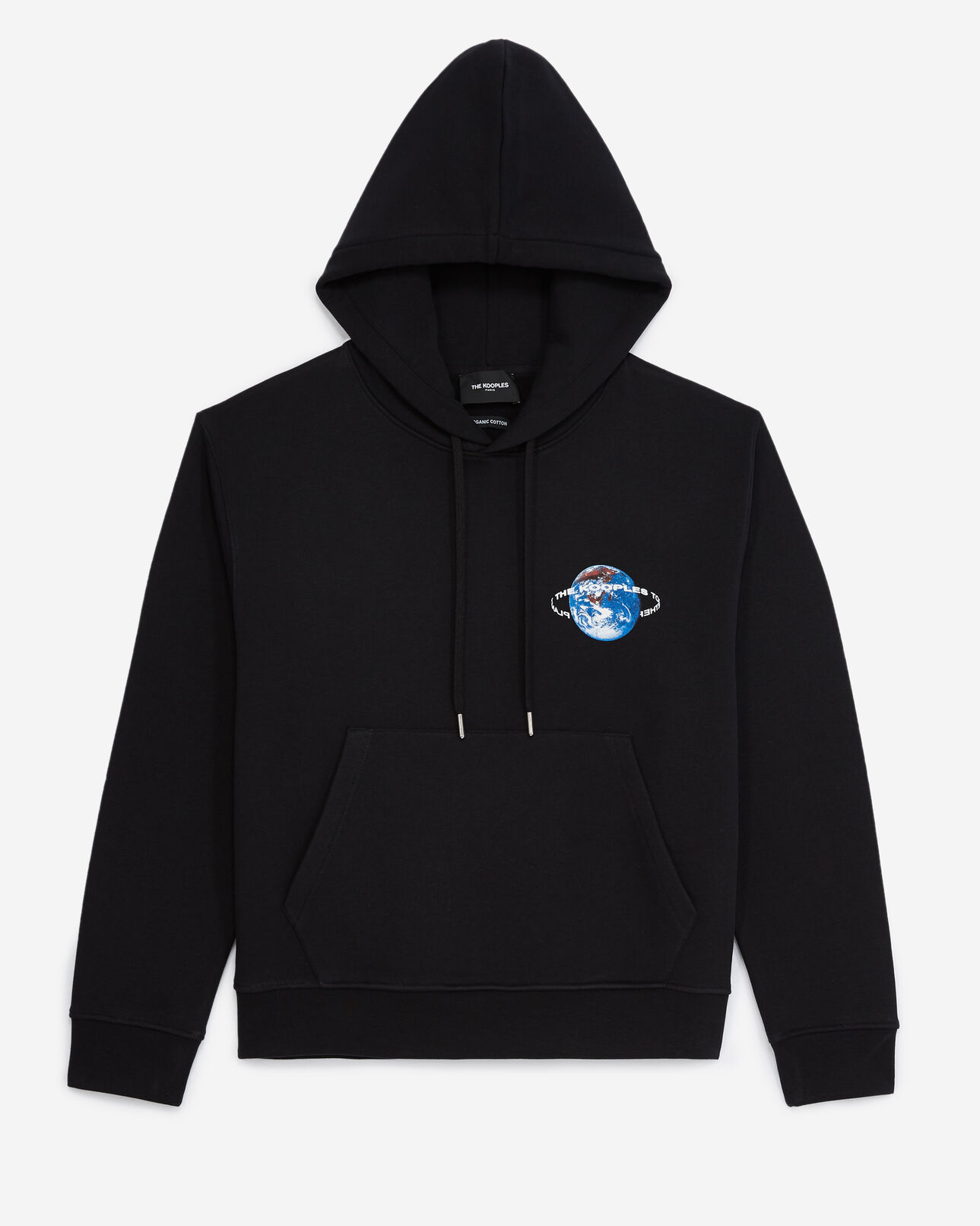 The Kooples WOMEN BLACK black hooded sweatshirt with planet logo