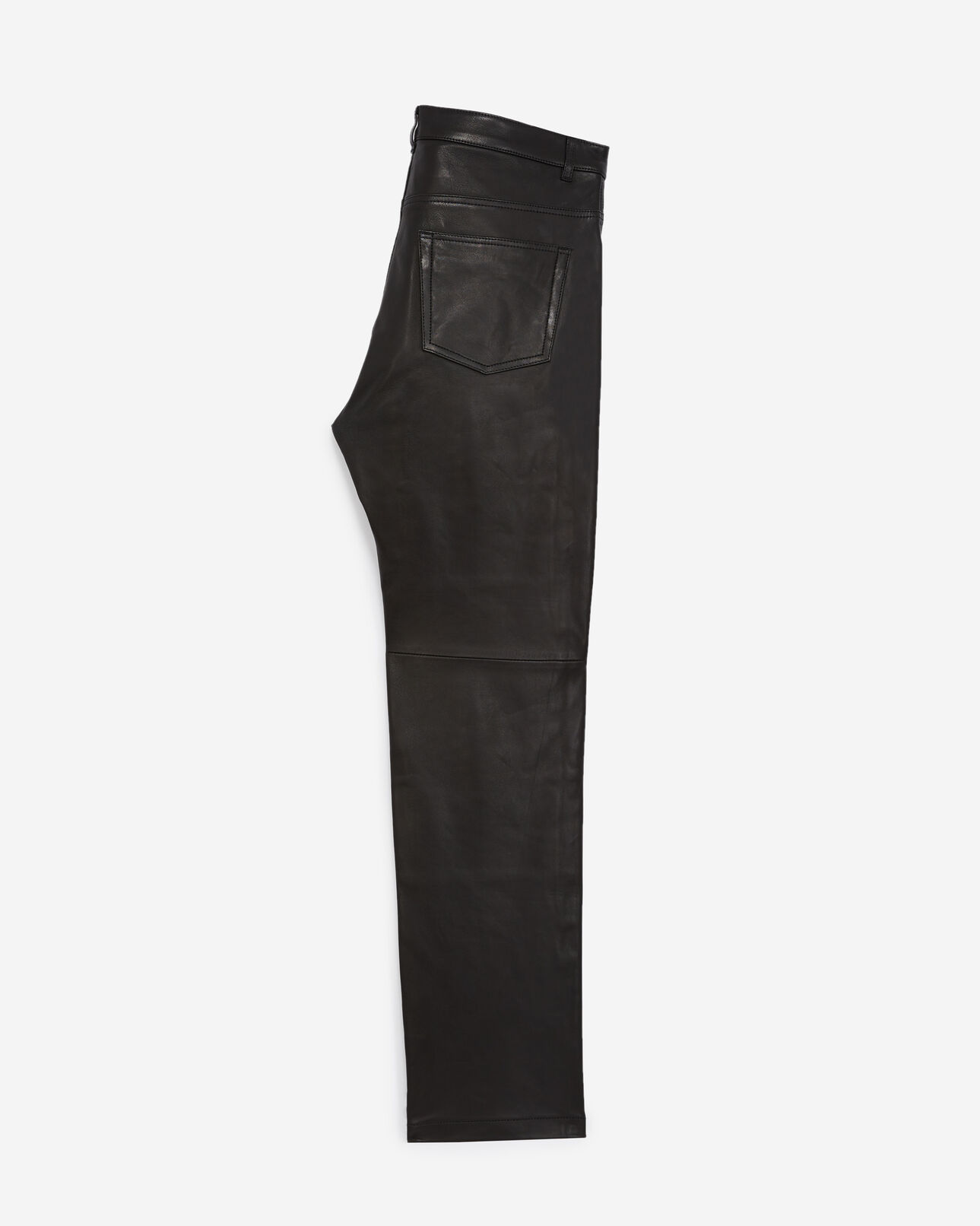 The Kooples HOMME BLACK pantalon droit cuir noir à poches