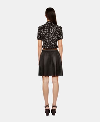 The Kooples FEMME BLACK jupe portefeuille courte en cuir noire