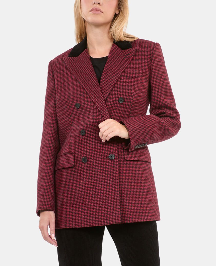 The Kooples FEMME BLACK - RED blazer pied de poule noir et rouge