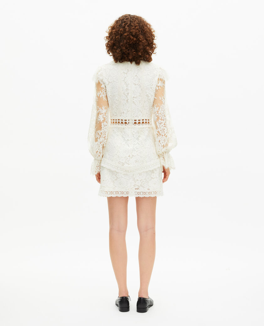 The Kooples MUJER WHITE vestido corto de encaje crudo