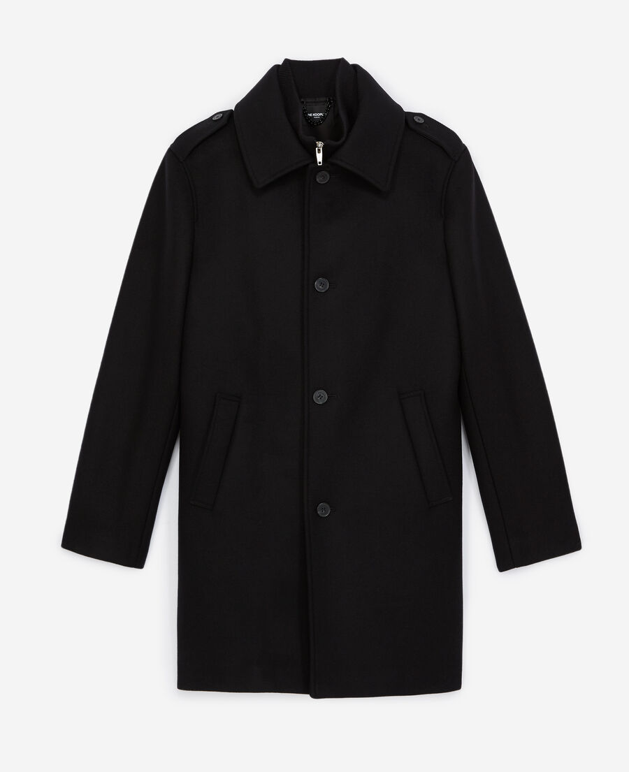 manteau noir laine à gilet intégré