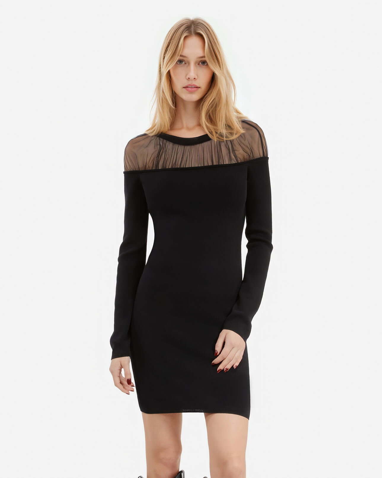 The Kooples WOMEN BLACK short black ruched dress