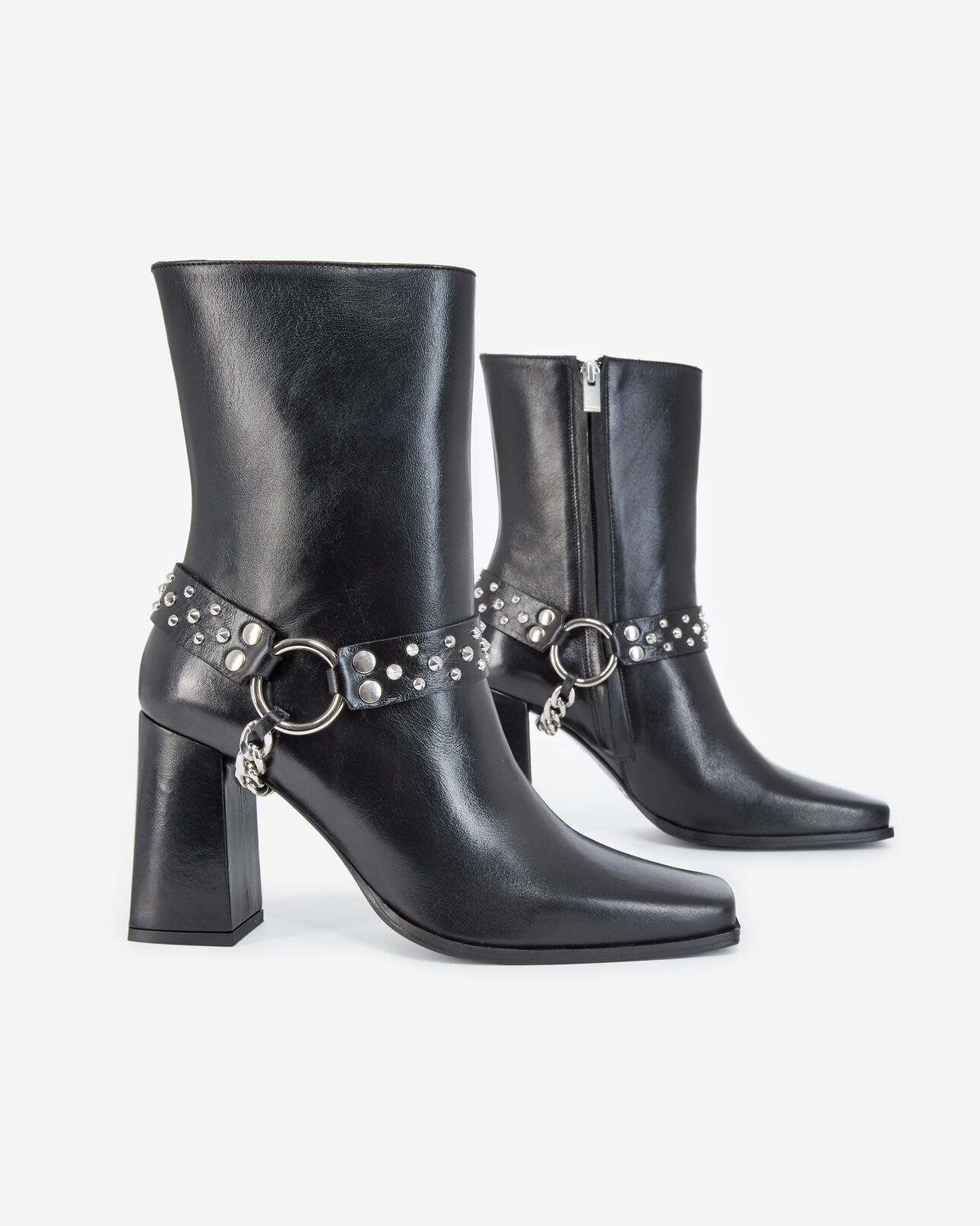The Kooples FEMME BLACK boots noires talons cuir bijou amovible