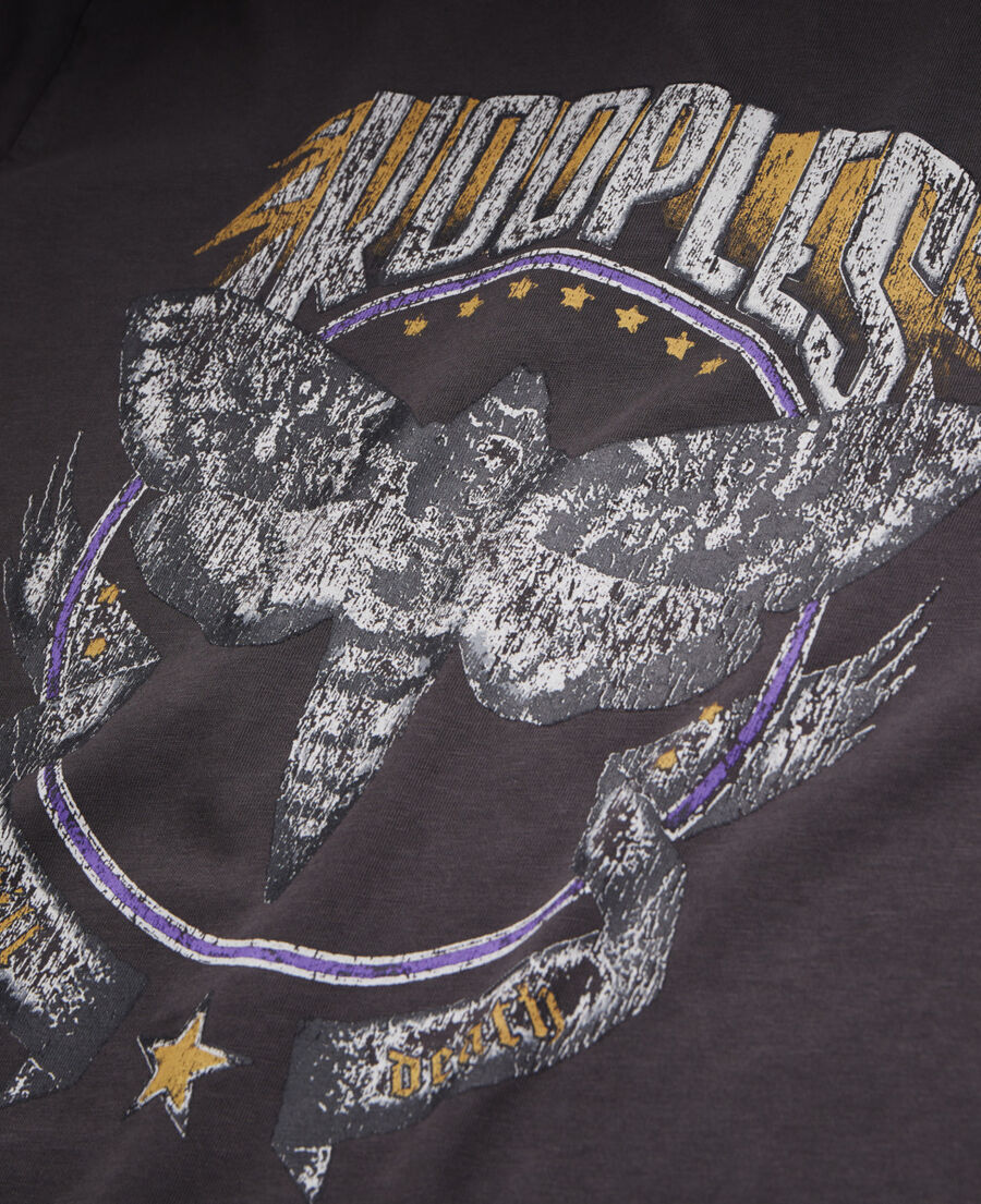 The Kooples H CARBONE carbon grey t-shirt with skull butterfly screen print