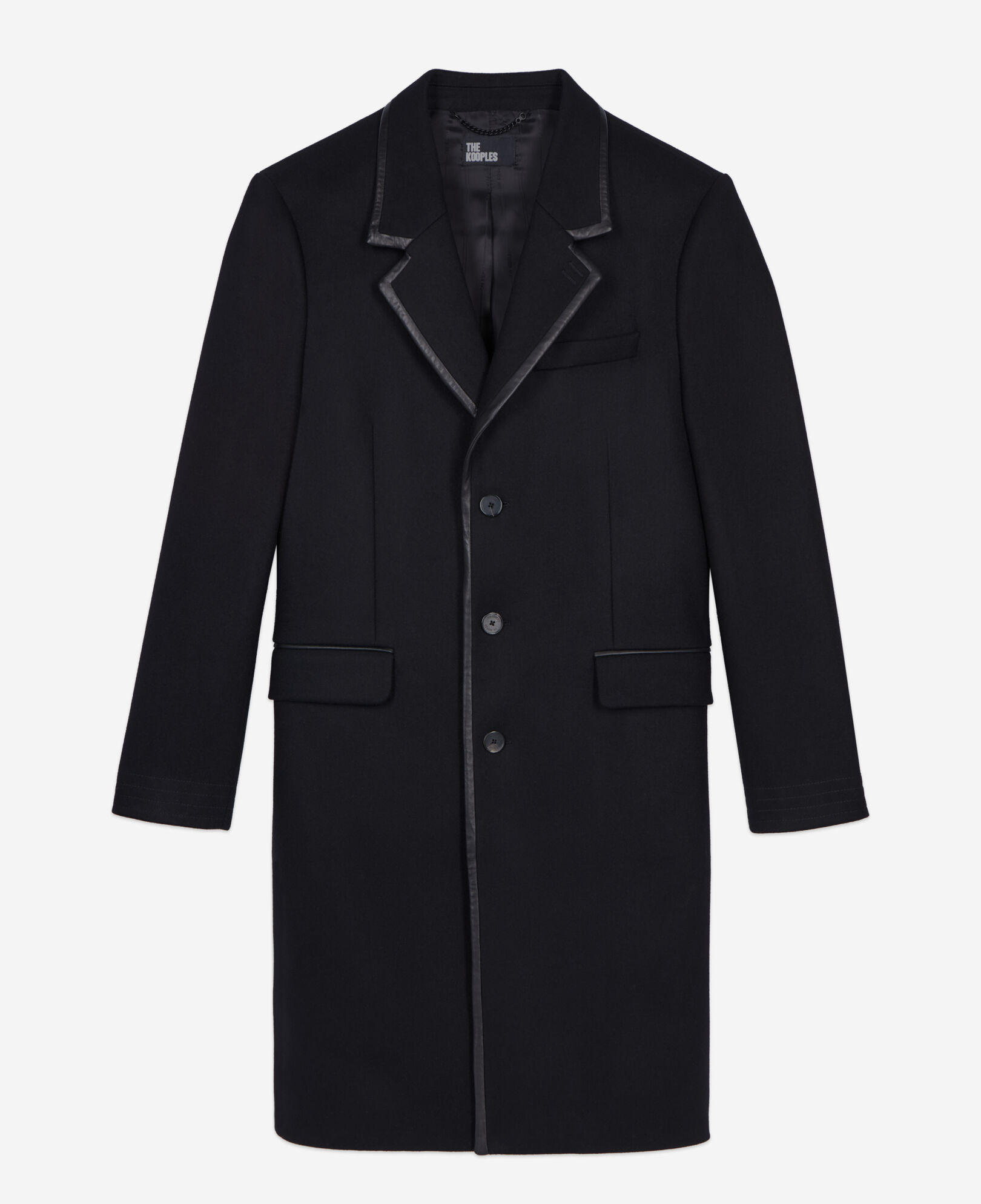 The Kooples HOMME BLACK manteau long en laine mélangée noire