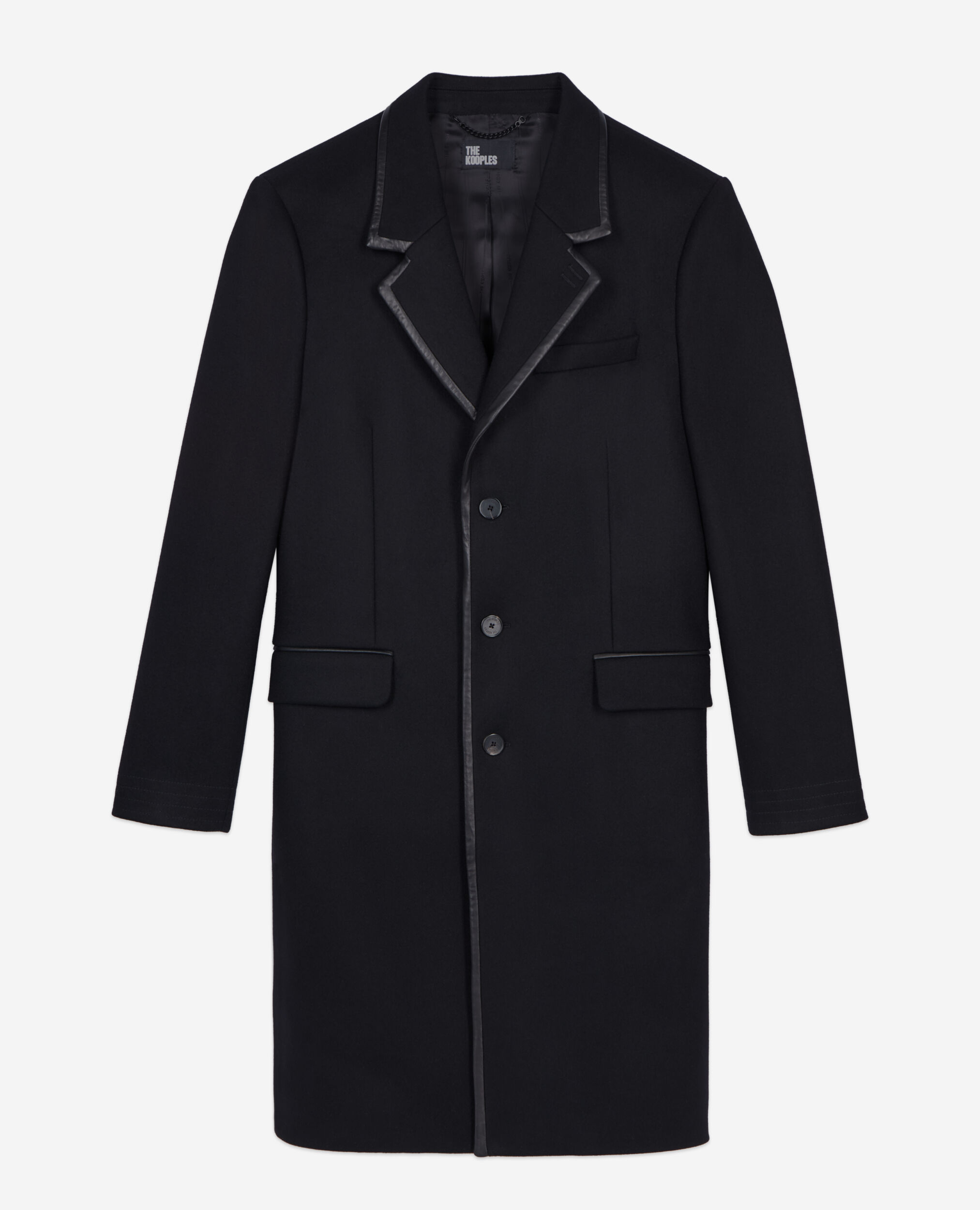 Manteau long en laine mélangée noire, BLACK, hi-res image number null