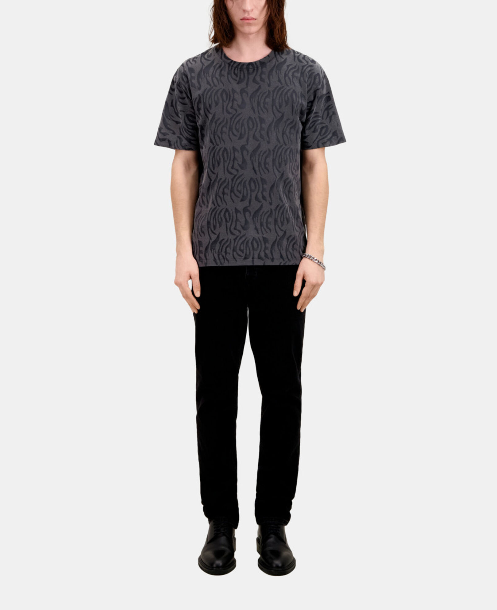 The Kooples MEN BLACK WASHED men's printed t-shirt